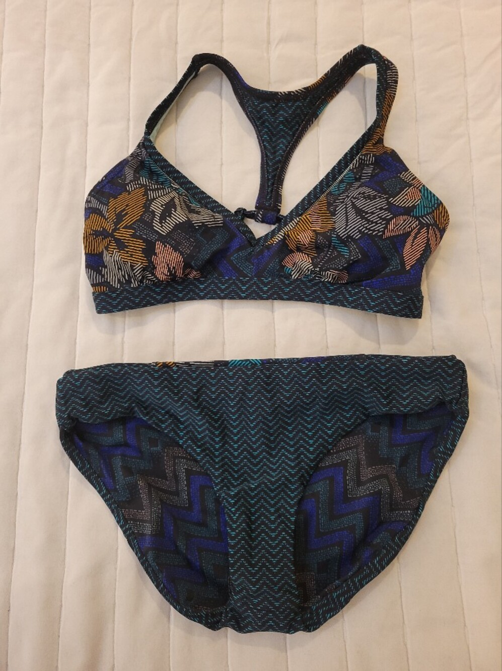 Prana Multicolor Floral  Bikini - Teal/Blue/Orange/Black - Picture 4 of 4